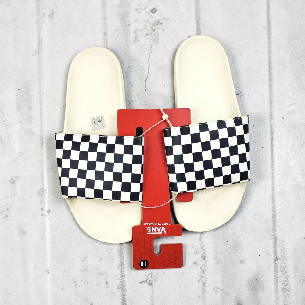 Vans La Costa Slide-On Checkerboard Black White Womens Sandals Size 10 NEW